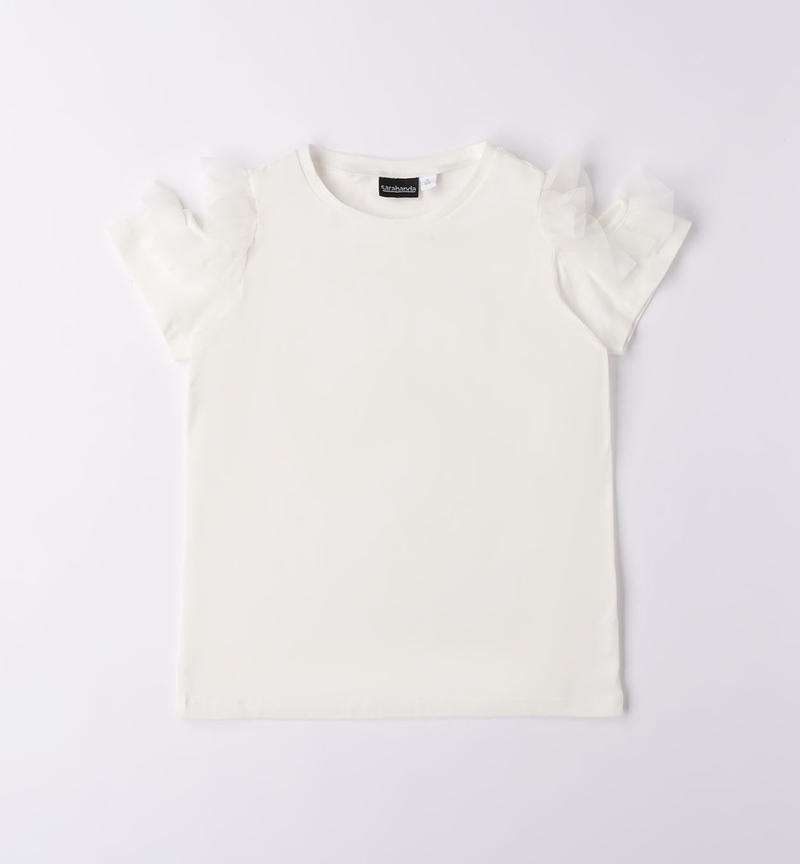 Sarabanda tulle T-shirt for girls from 8 to 16 years PANNA-0112
