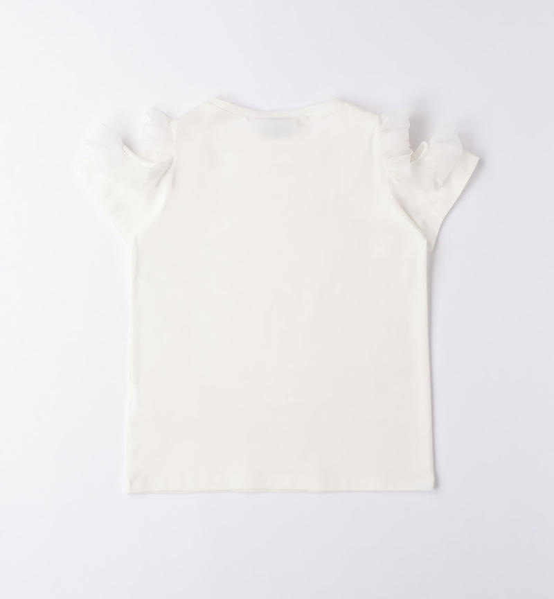 Sarabanda tulle T-shirt for girls from 8 to 16 years PANNA-0112