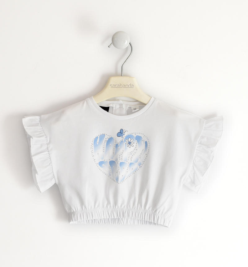 Sarabanda short T-shirt for girls from 9 months to 8 years BIANCO-0113