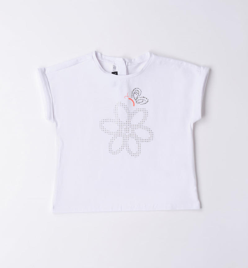 Sarabanda glitter T-shirt for girls from 9 months to 8 years BIANCO-0113