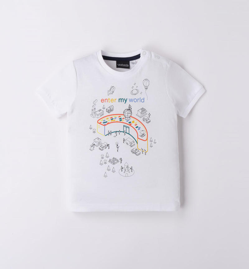 Sarabanda 100% cotton jersey t-shirt for boys from 9 months to 8 years BIANCO-0113