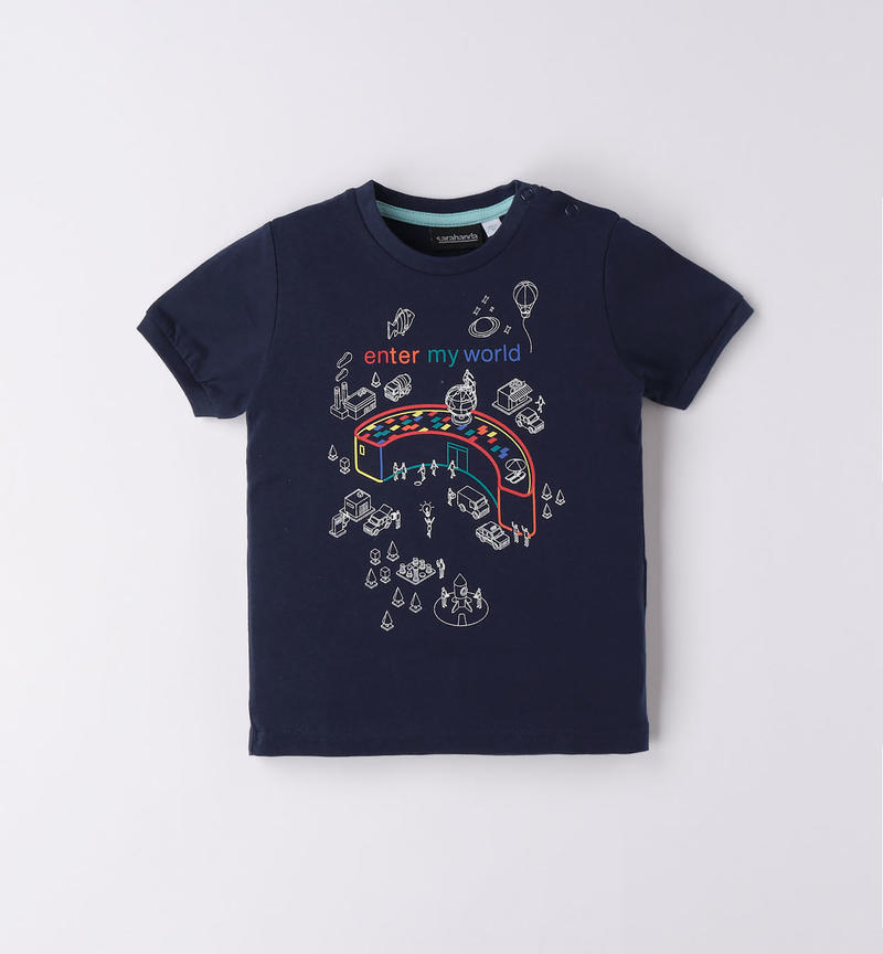 Sarabanda 100% cotton jersey t-shirt for boys from 9 months to 8 years NAVY-3854