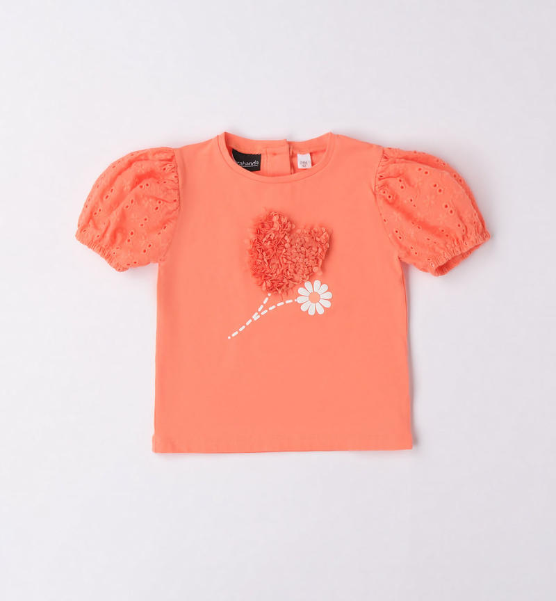 Sarabanda mandarin orange T-shirt for girls from 9 months to 8 years MANDARINO-2132