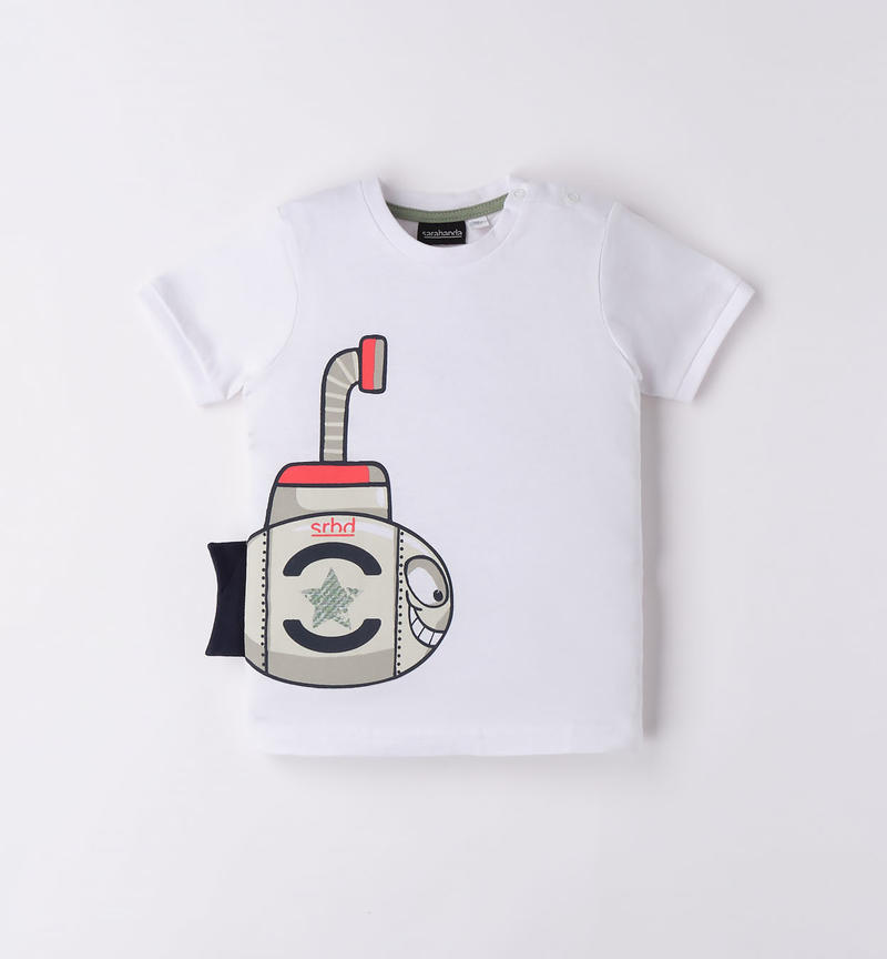 Sarabanda fish t-shirt for boys from 9 months to 8 years BIANCO-0113
