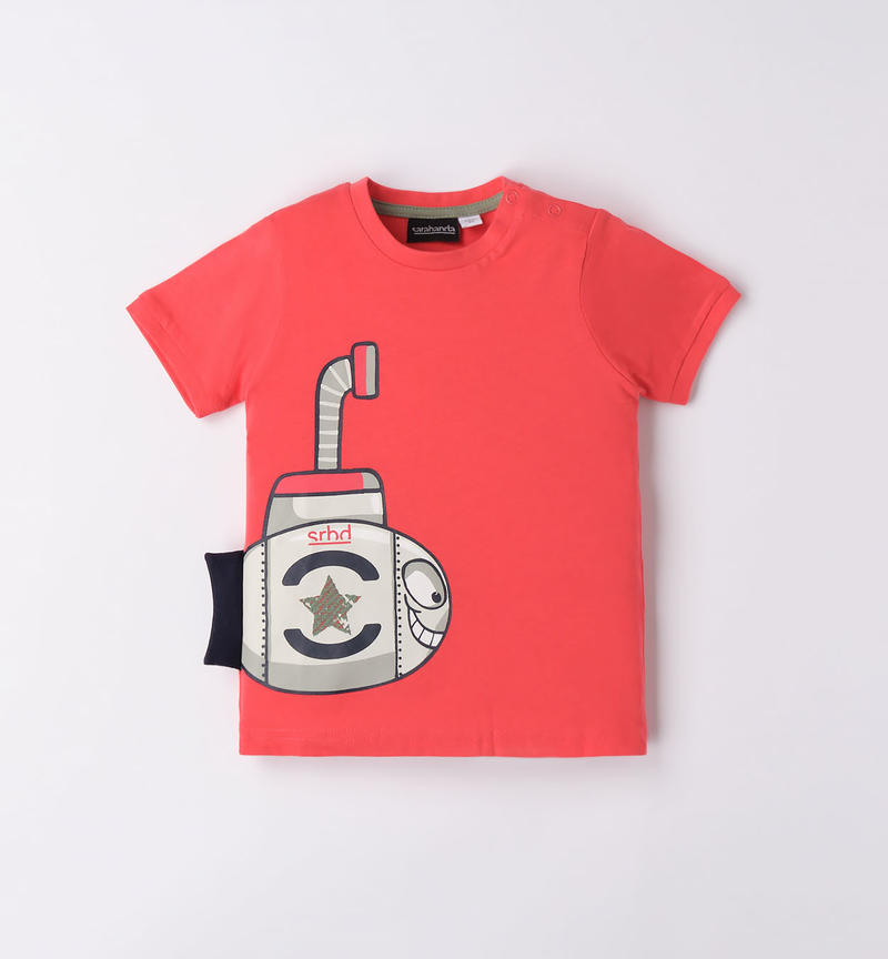 Sarabanda fish t-shirt for boys from 9 months to 8 years ROSSO-2152