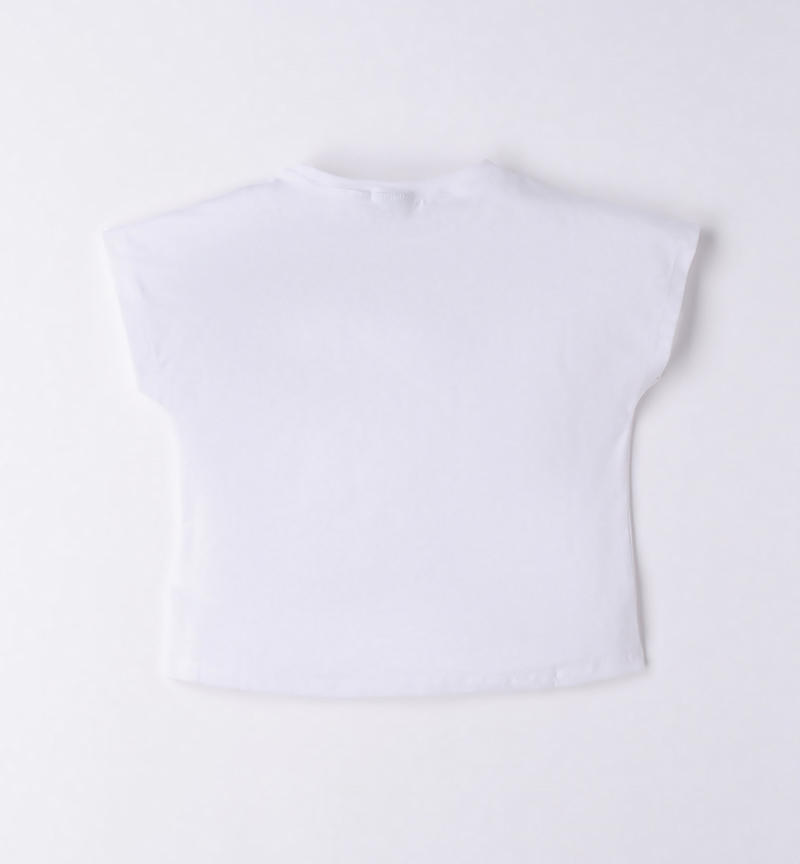 Sarabanda cotton T-shirt for girls from 8 to 16 years BIANCO-0113