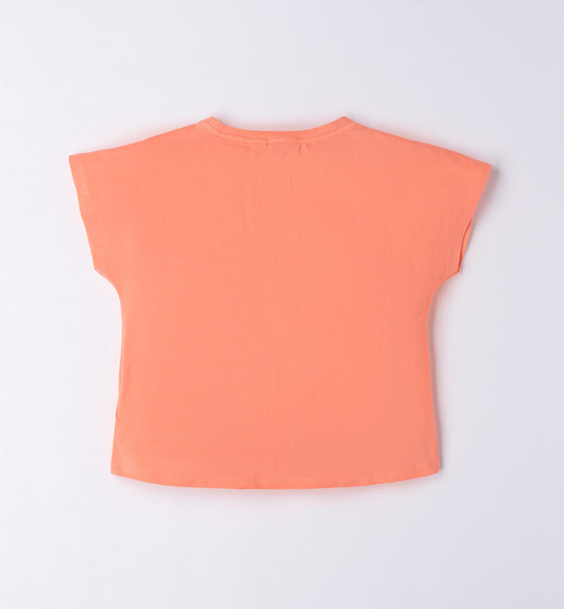Sarabanda cotton T-shirt for girls from 8 to 16 years MANDARINO-2132