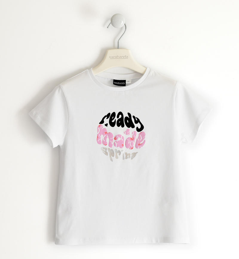 Sarabanda colourful T-shirt for girls from 8 to 16 years BIANCO-0113