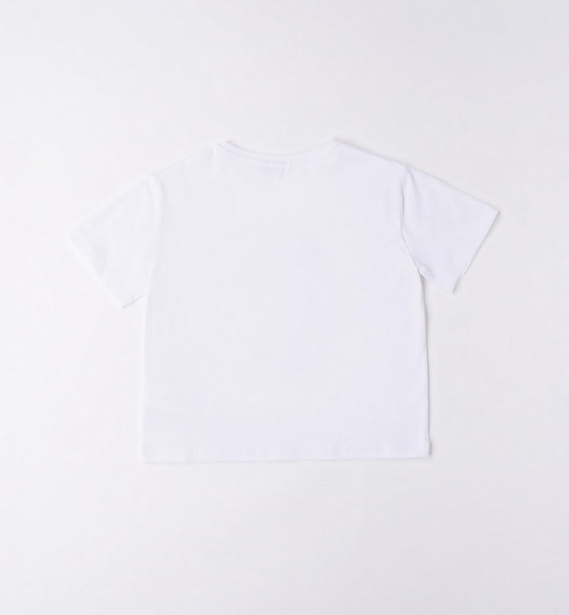Sarabanda heart print T-shirt for girls from 3 to 16 years BIANCO-0113