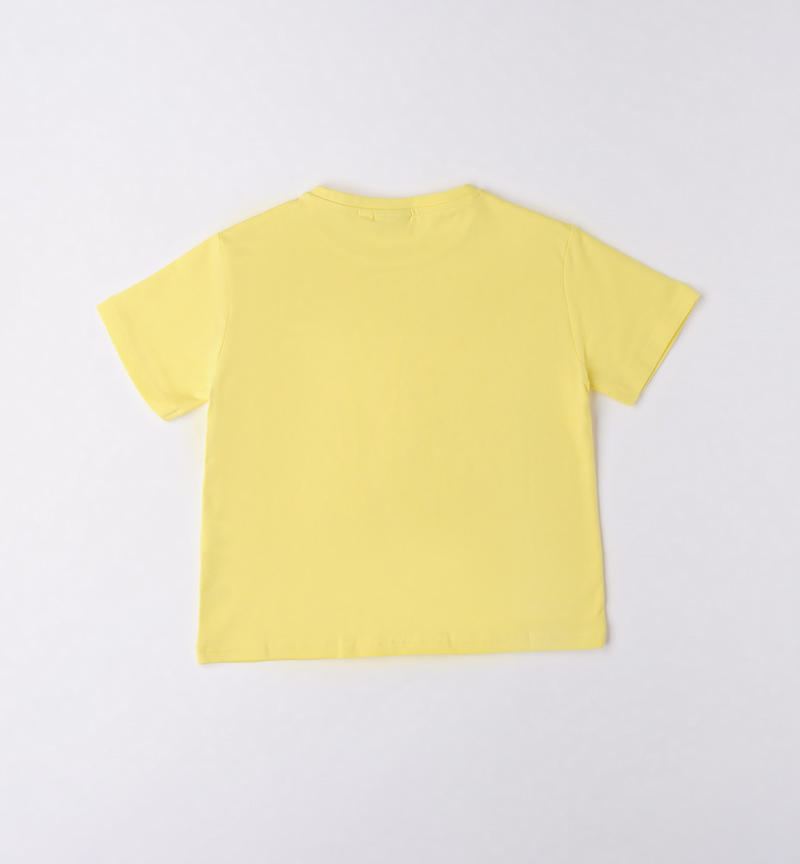 Sarabanda heart print T-shirt for girls from 3 to 16 years GIALLO-1417