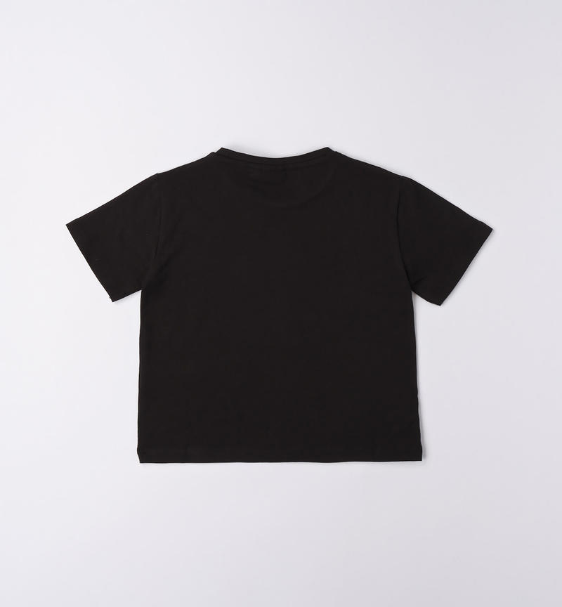 Sarabanda heart print T-shirt for girls from 3 to 16 years NERO-0658