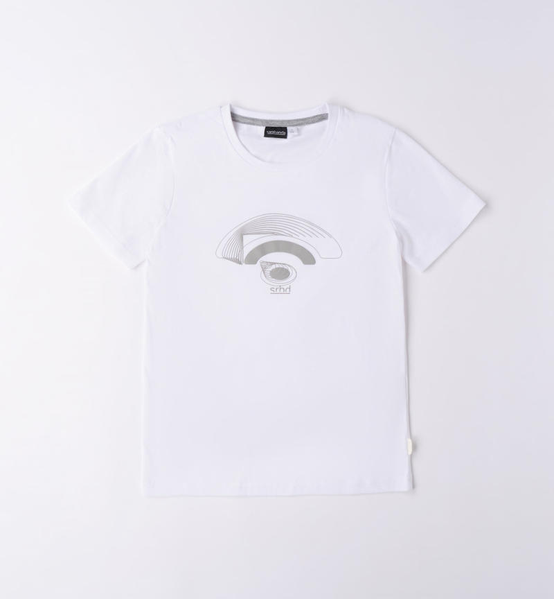 Sarabanda 100% cotton t-shirt for boys from 8 to 16 years BIANCO-0113