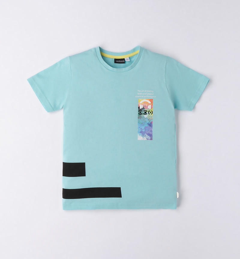 Sarabanda colourful t-shirt for boys from 8 to 16 years VERDE ACQUA-4411