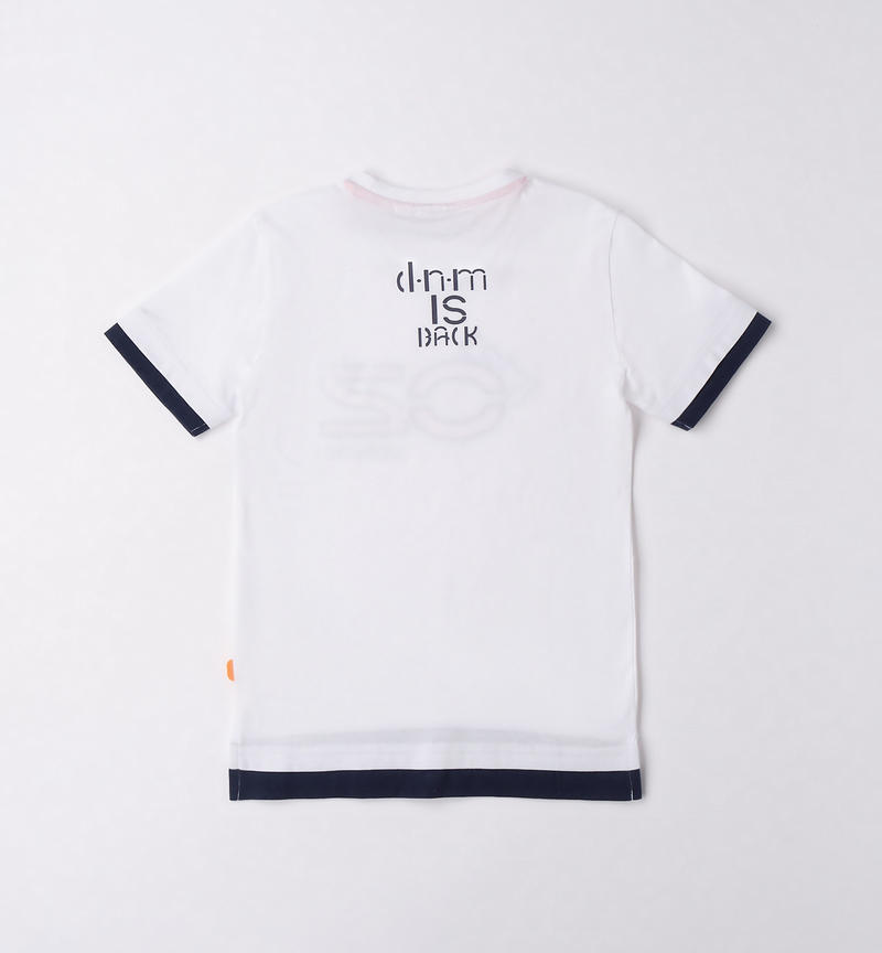 Sarabanda printed t-shirt for boys from 8 to 16 years BIANCO-0113