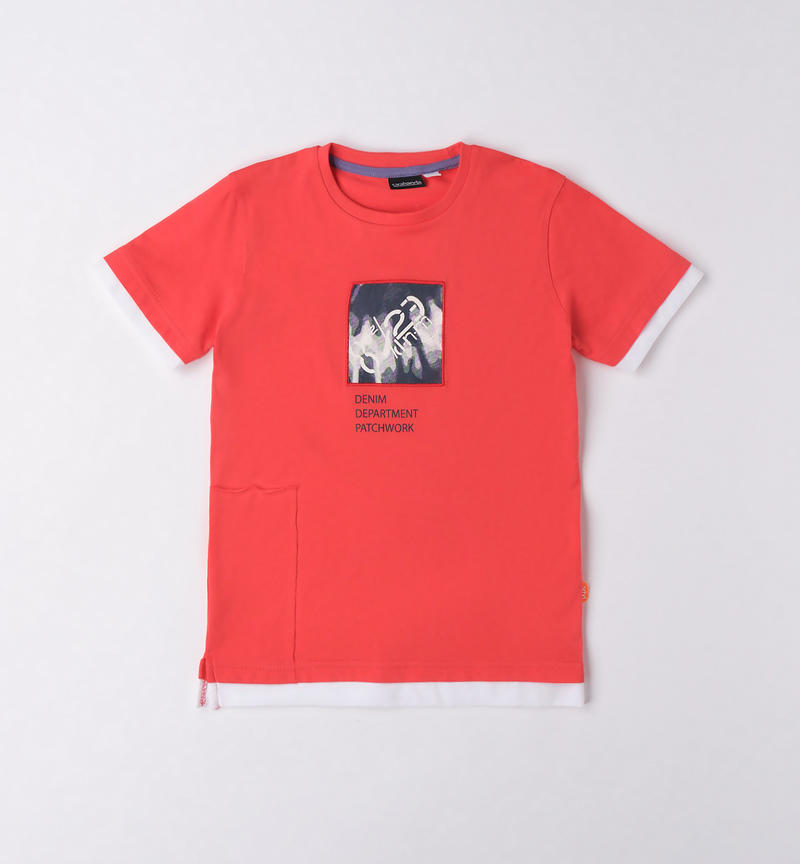 Sarabanda printed t-shirt for boys from 8 to 16 years ROSSO-2152
