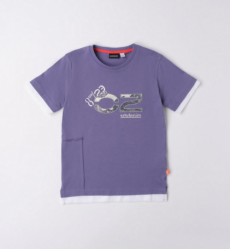 T-shirt ragazzo con stampa da 8 a 16 anni Sarabanda VIOLA-3533