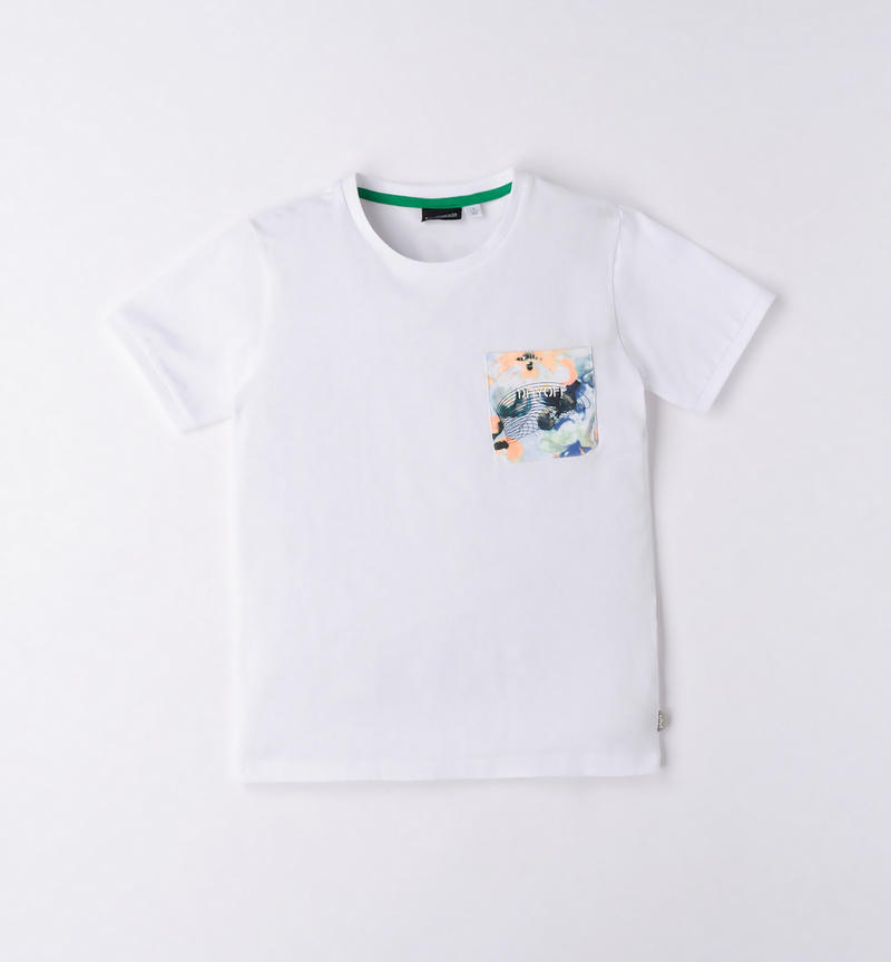 Sarabanda t-shirt with pocket for boys from 8 to 16 years BIANCO-0113