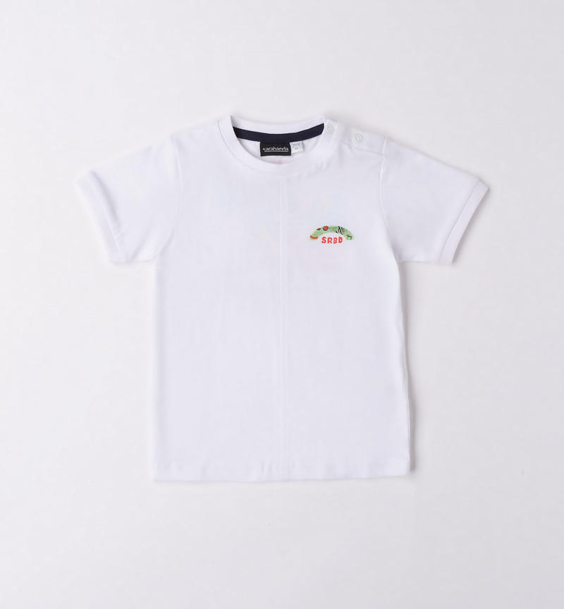 Sarabanda cactus print t-shirt for boys from 9 months to 8 years BIANCO-0113