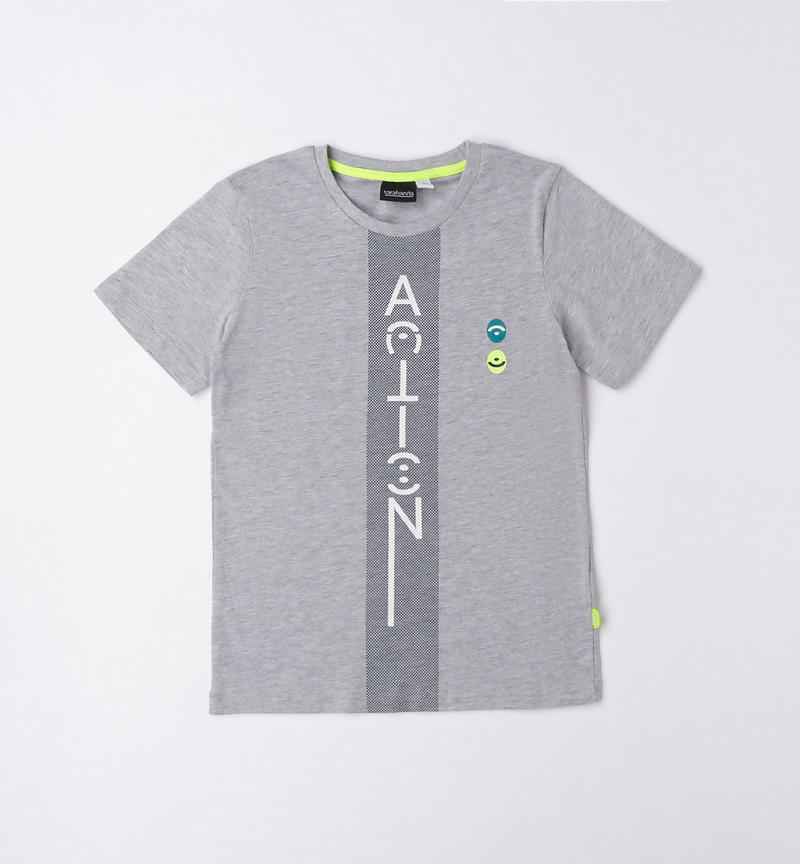 T-shirt stampa ragazzo da 8 a 16 anni Sarabanda GRIGIO MELANGE-8992