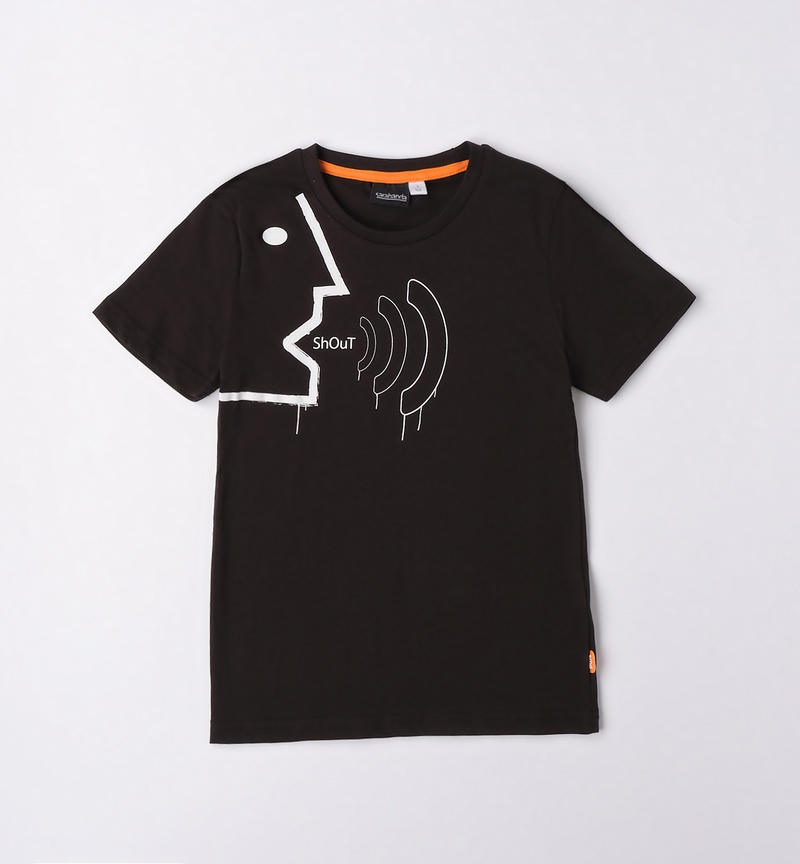 T-shirt stampa ragazzo da 8 a 16 anni Sarabanda NERO-0658