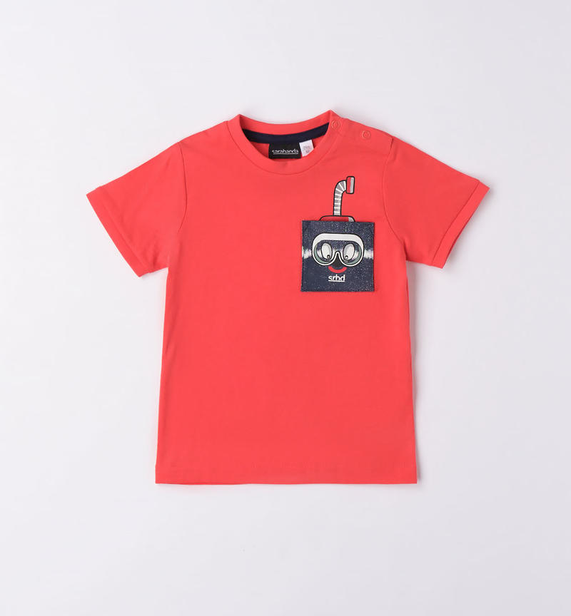 T-shirt taschino bambino 100% cotone da 9 mesi a 8 anni Sarabanda ROSSO-2152