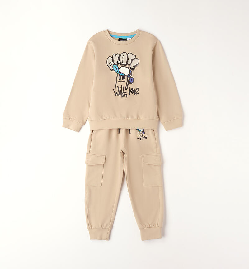 100% cotton tracksuit for children BEIGE-0436