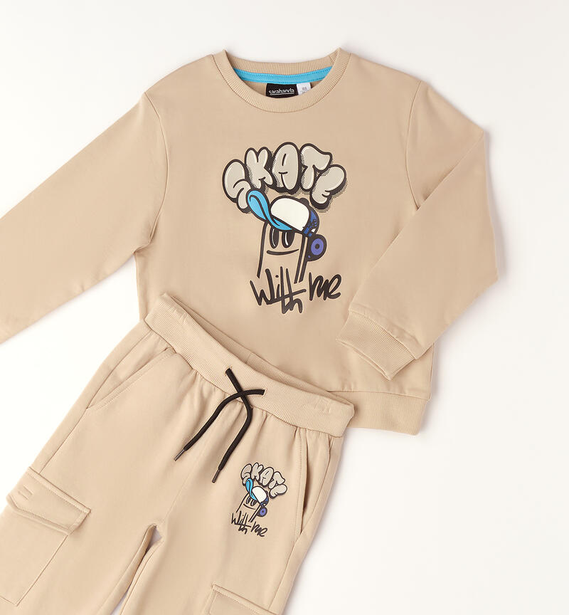 100% cotton tracksuit for children BEIGE-0436