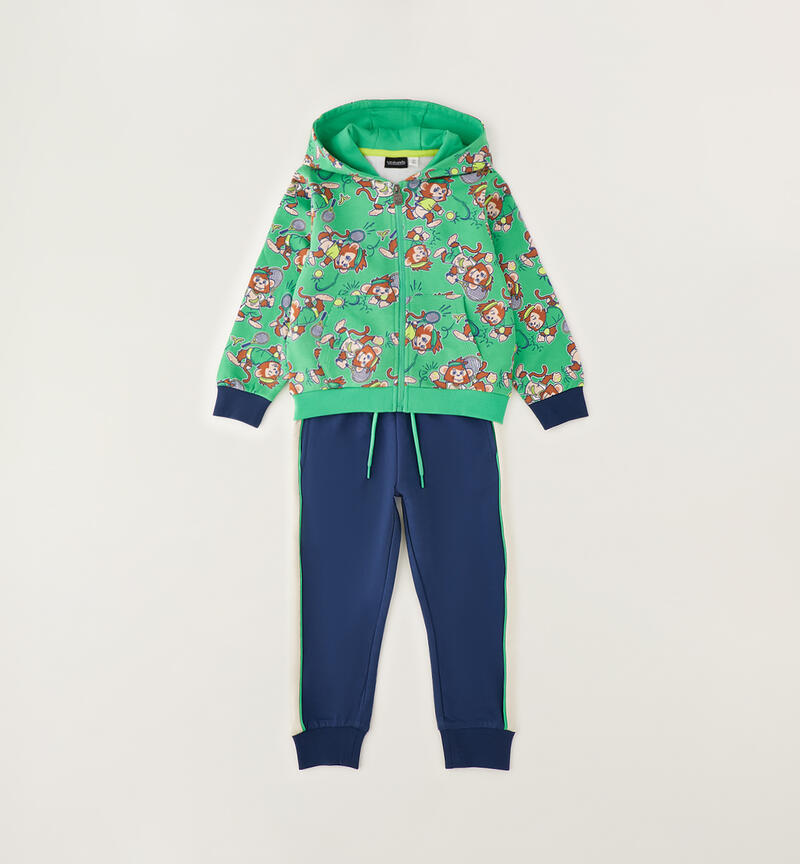 Tuta bambino 100% cotone BIANCO-VERDE-6BZS