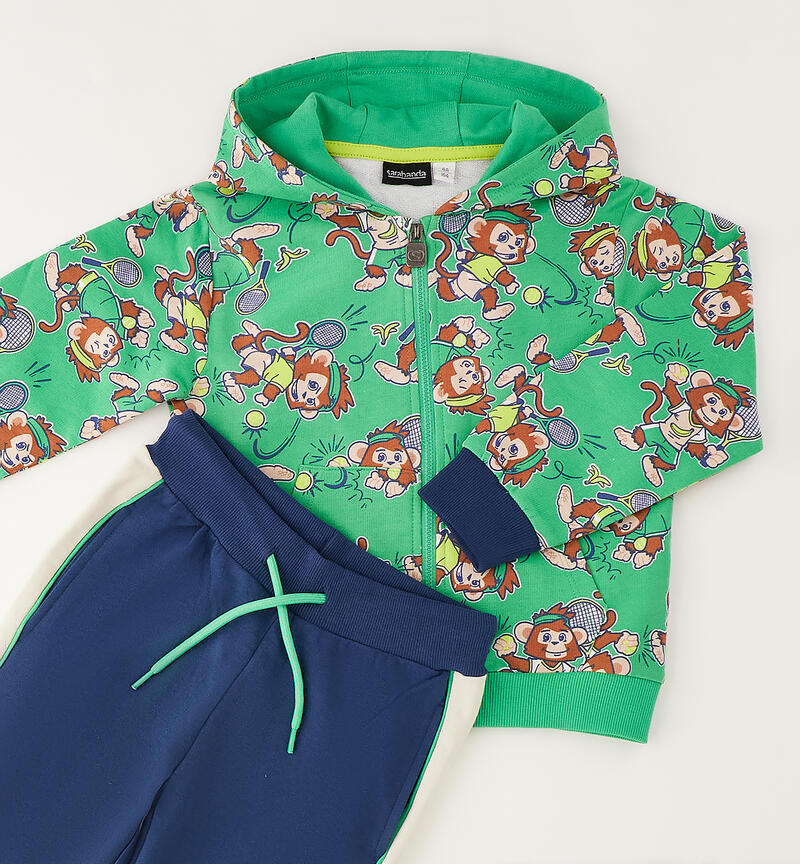 Tuta bambino 100% cotone BIANCO-VERDE-6BZS