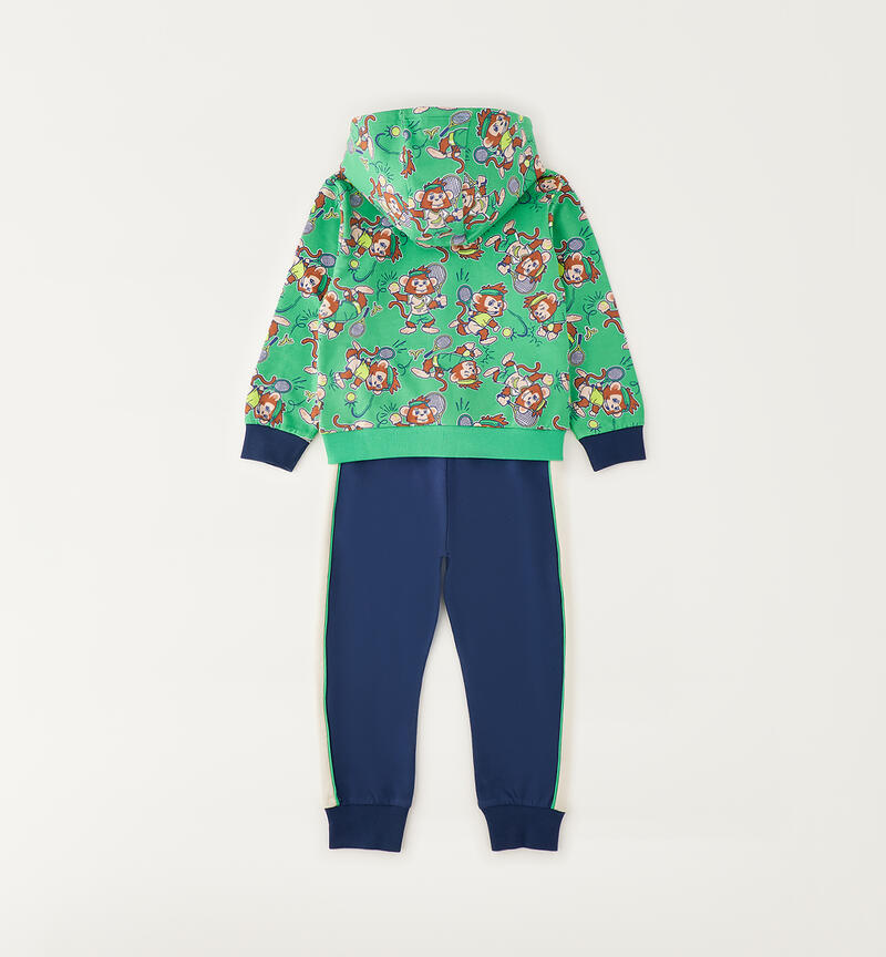 Tuta bambino 100% cotone BIANCO-VERDE-6BZS