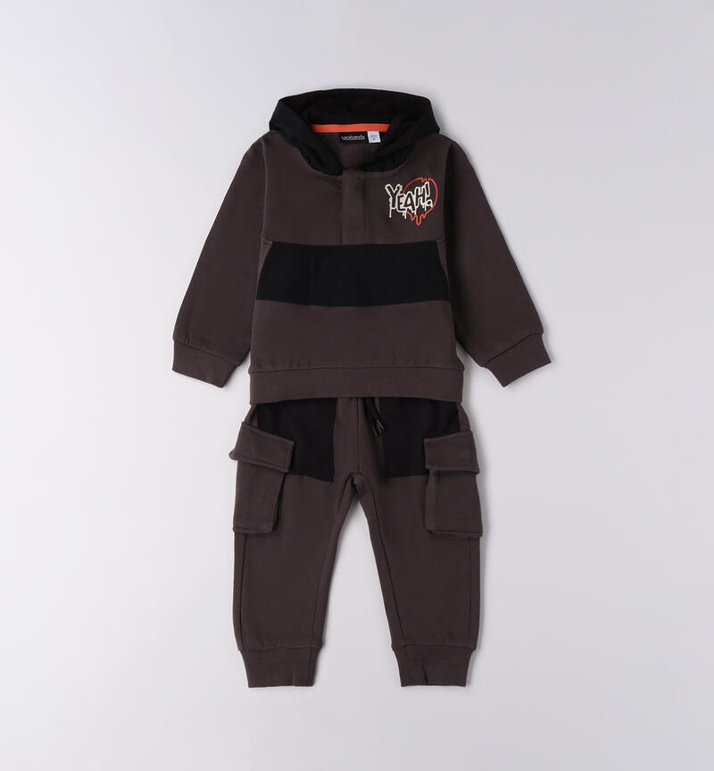 Tuta bambino 100% cotone GRIGIO SCURO-0566