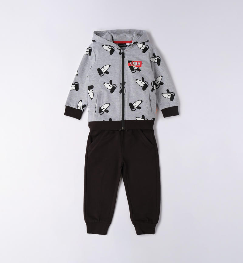 Sarabanda tracksuit with hoodie for boys from 9 months to 8 years GRIGIO-NERO-6V50