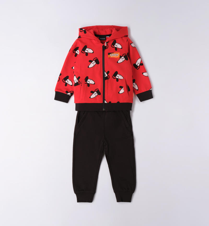 Sarabanda tracksuit with hoodie for boys from 9 months to 8 years ROSSO-MULTICOLOR-6VW1