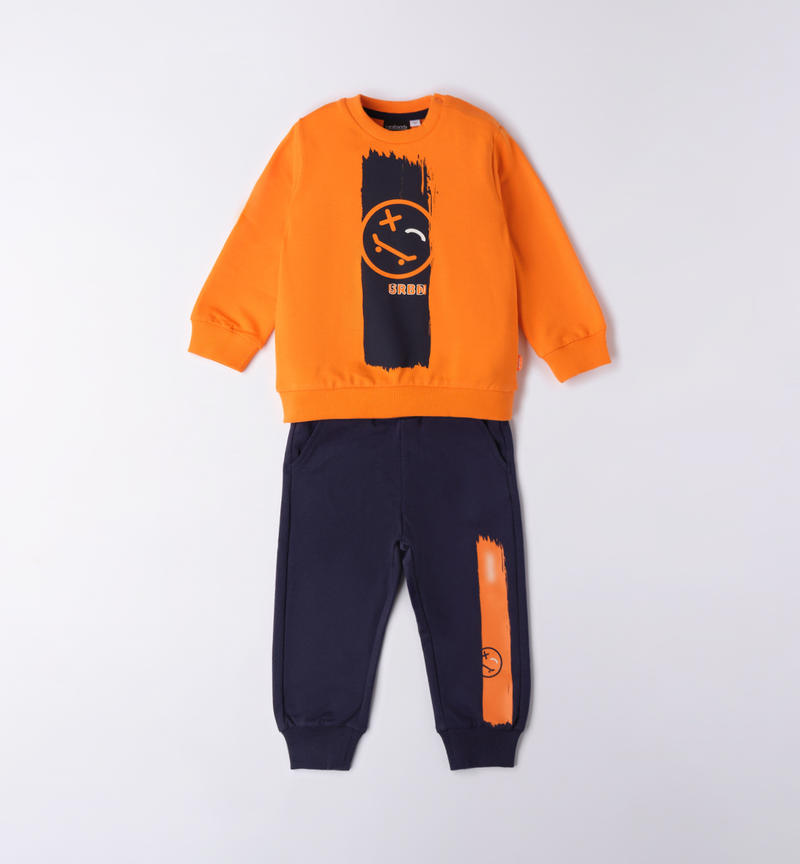 Sarabanda fleece tracksuit for boys from 9 months to 8 years ARANCIO-1844