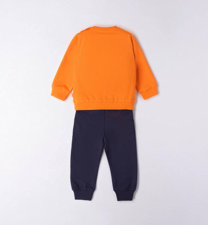 Sarabanda fleece tracksuit for boys from 9 months to 8 years ARANCIO-1844