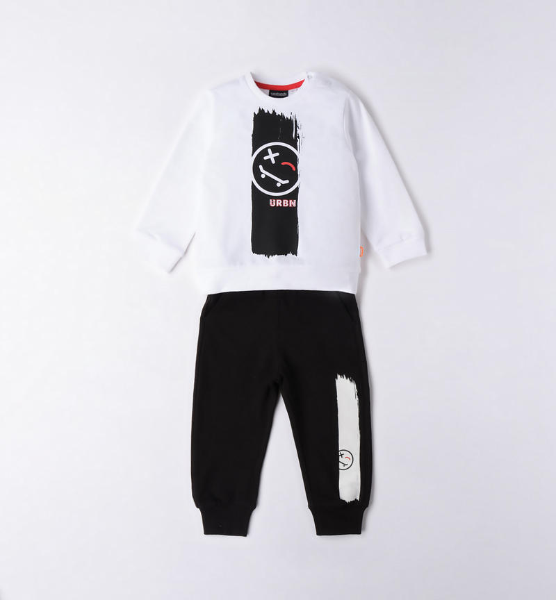 Sarabanda fleece tracksuit for boys from 9 months to 8 years BIANCO-0113