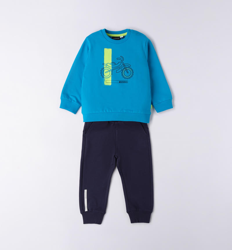 Sarabanda fleece tracksuit for boys from 9 months to 8 years TURCHESE-4033