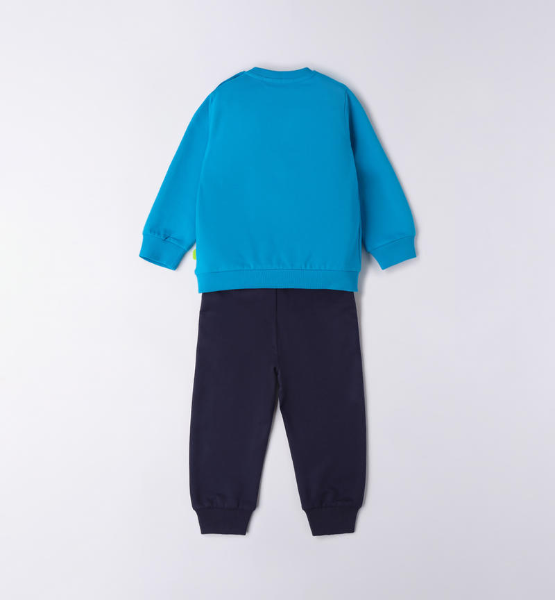 Sarabanda fleece tracksuit for boys from 9 months to 8 years TURCHESE-4033