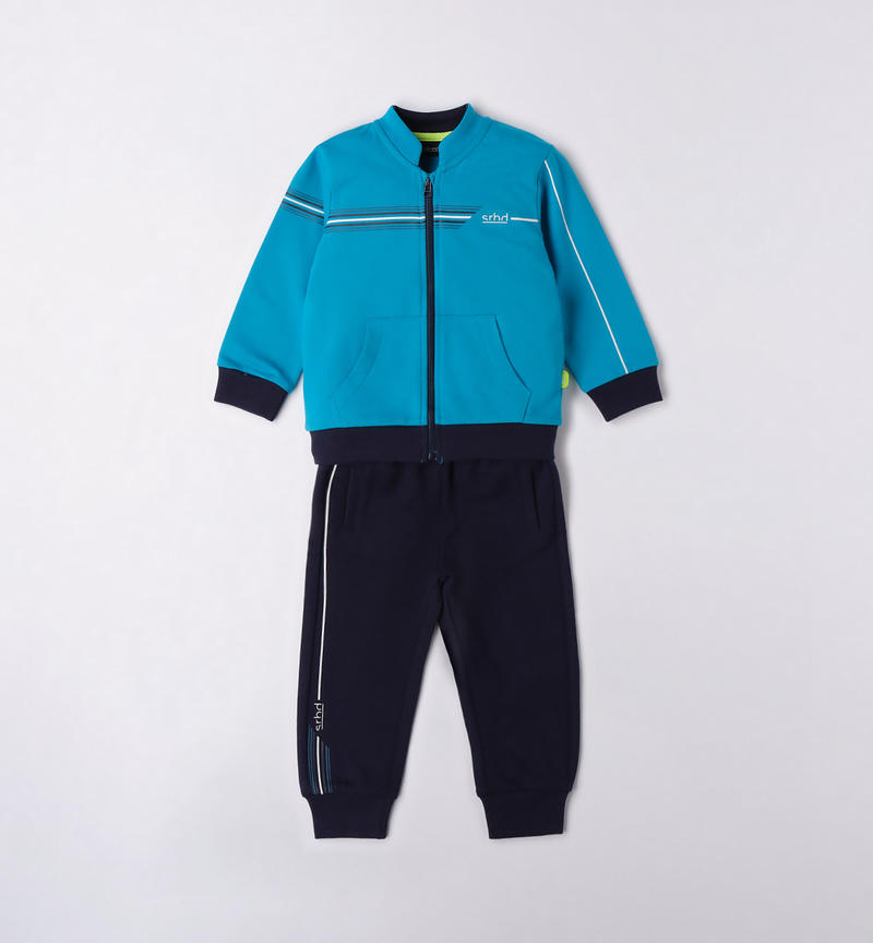 Sarabanda fleece tracksuit for boys from 9 months to 8 years TURCHESE-4033