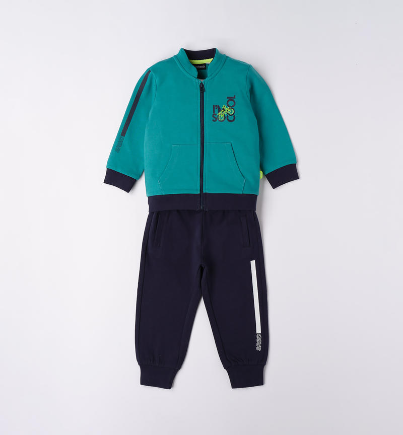 Sarabanda fleece tracksuit for boys from 9 months to 8 years VERDE-4456