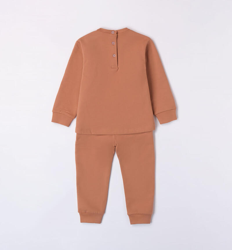 Sarabanda two-piece tracksuit for girls from 9 months to 8 years MOCHA MOUSSE-1121