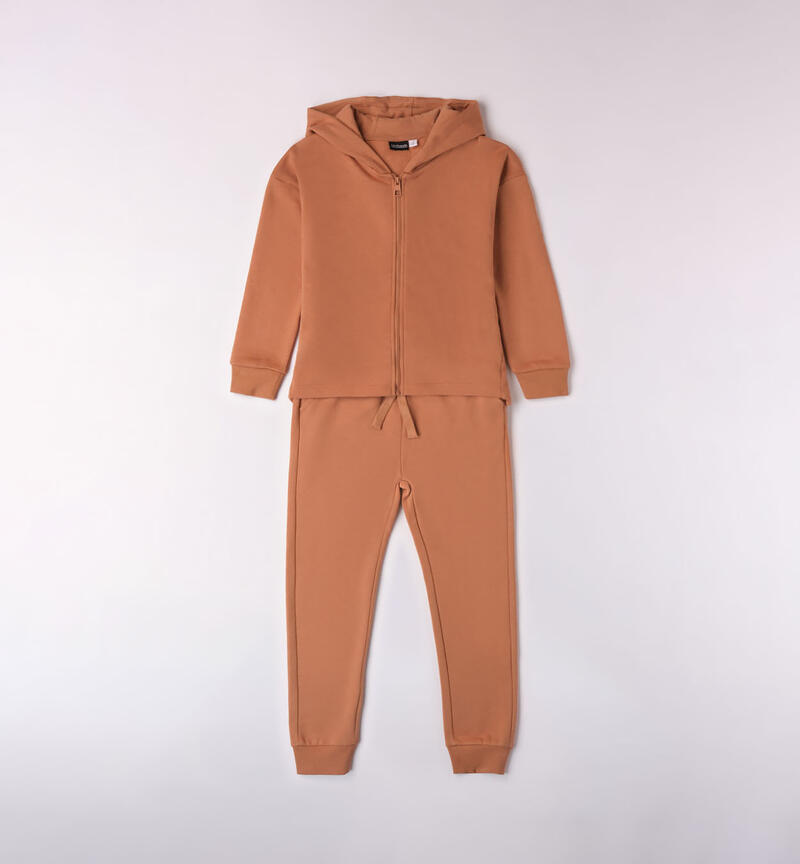 Sarabanda three-piece tracksuit for girls from 8 to 16 years MOCHA MOUSSE-1121