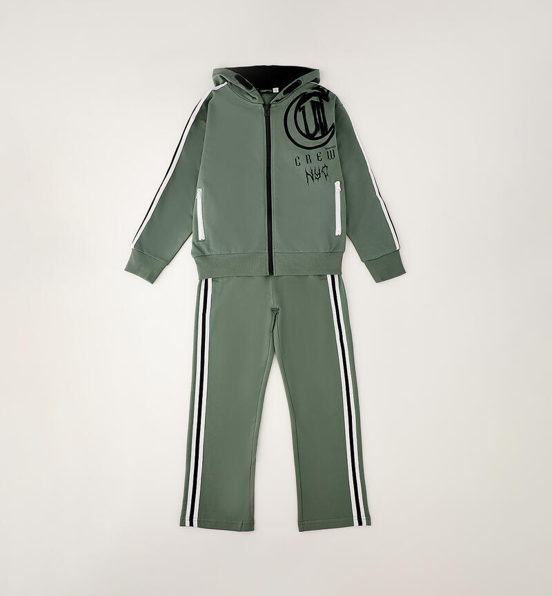 100% cotton tracksuit for boys VERDE MILITARE-4717