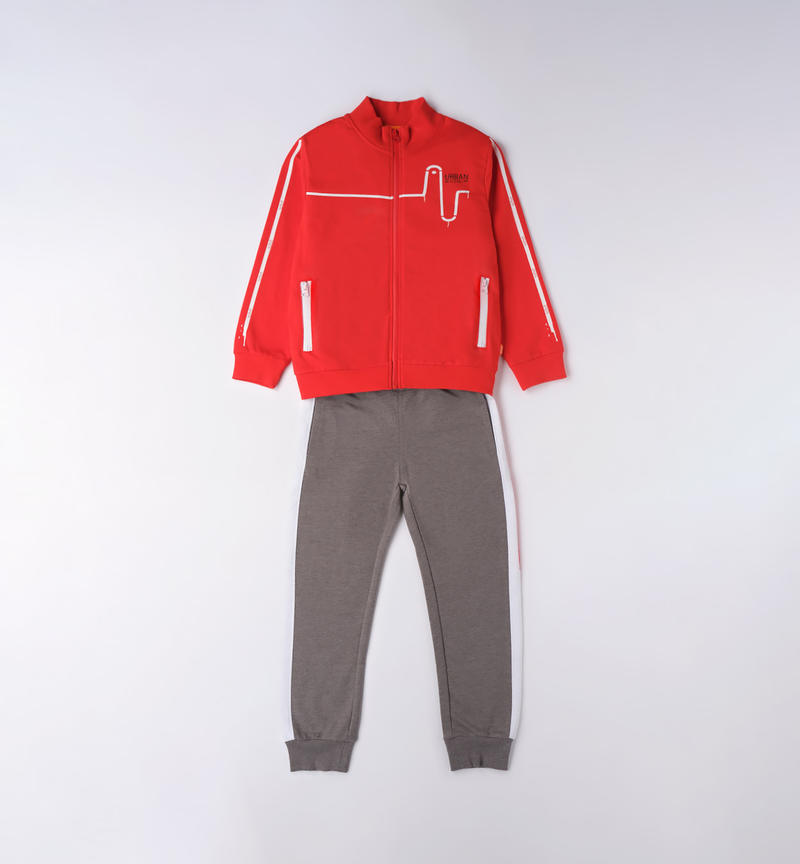 Sarabanda zipped tracksuit for boys from 8 to 16 years ROSSO-2235