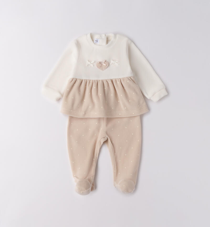 Chenille romper for girls ECRU'-PANNA-6BSU