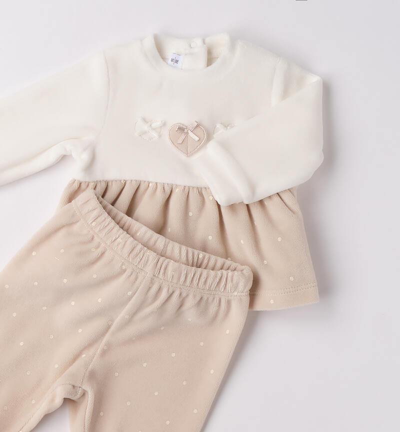 Chenille romper for girls ECRU'-PANNA-6BSU