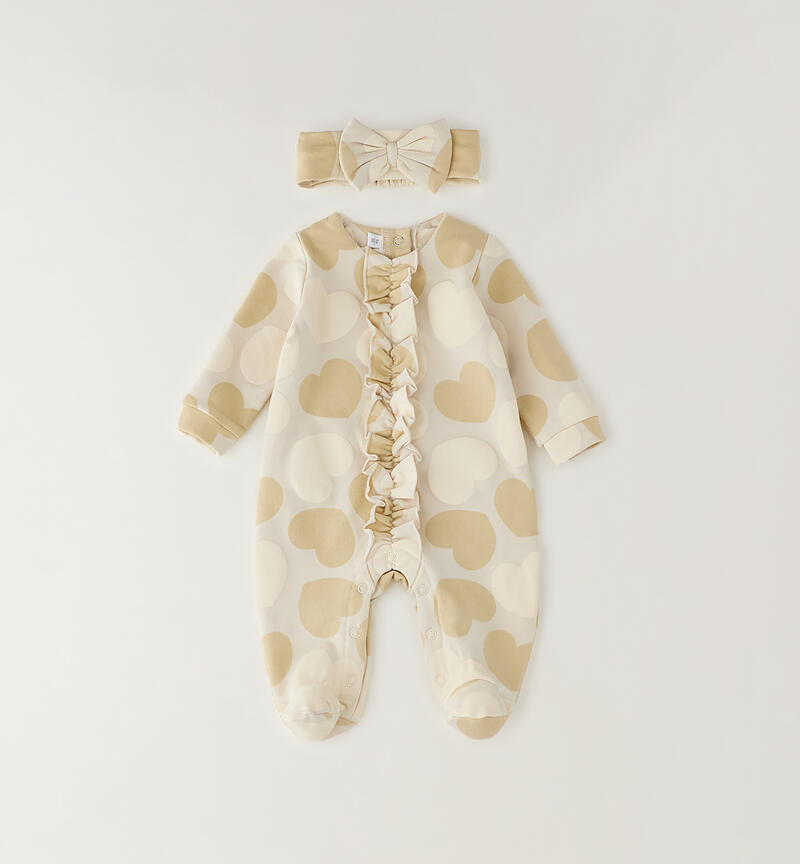Baby girl's onesie BEIGE-MULTICOLOR-6CEW