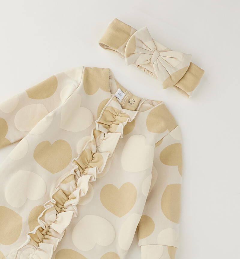 Baby girl's onesie BEIGE-MULTICOLOR-6CEW
