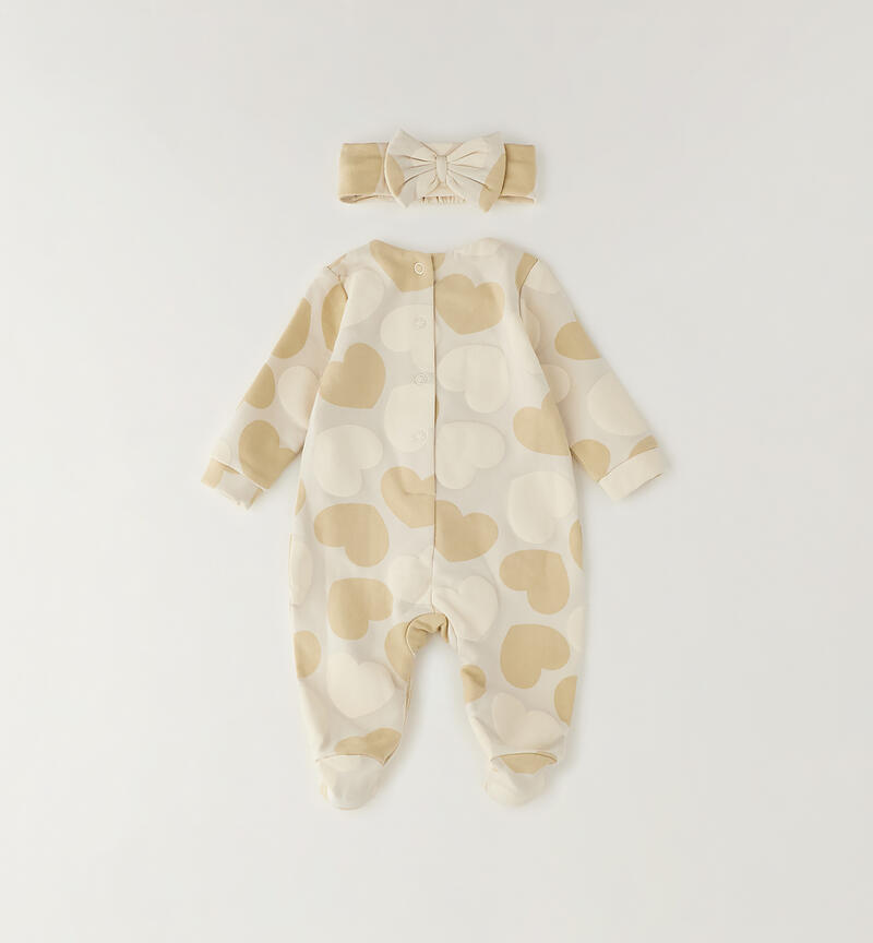 Baby girl's onesie BEIGE-MULTICOLOR-6CEW