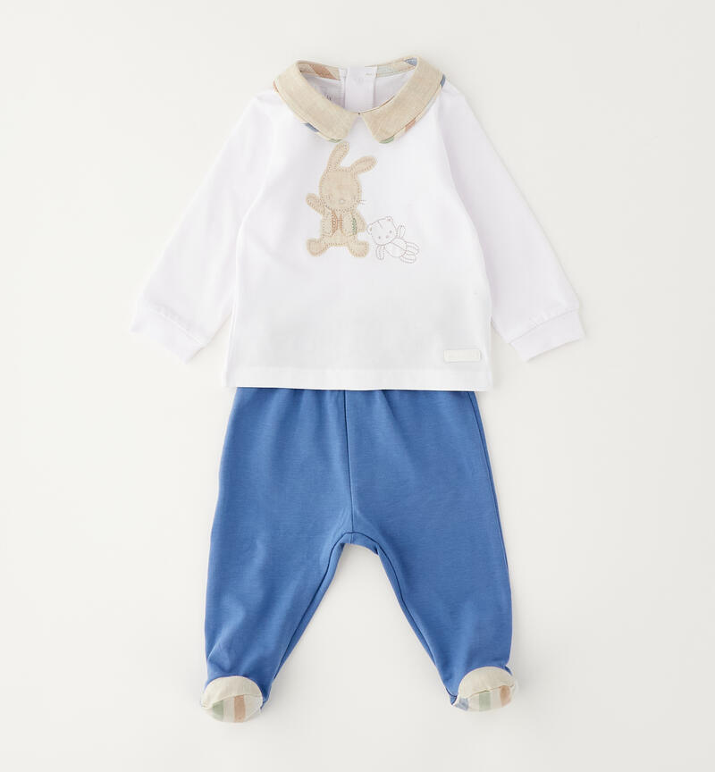 Tutina due pezzi neonato BIANCO-0113